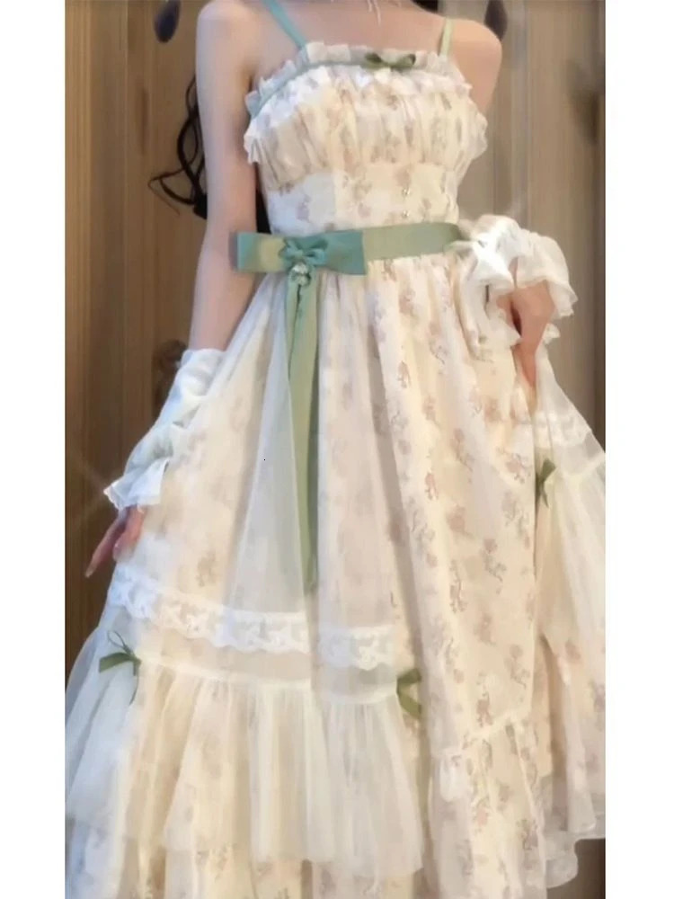 2 Piece Dress Sets Women Elegant Chiffon Summer Casual Slim Strap Dress Fairy Cardigan Fashion Chic Vintage Suit Even Party 250609