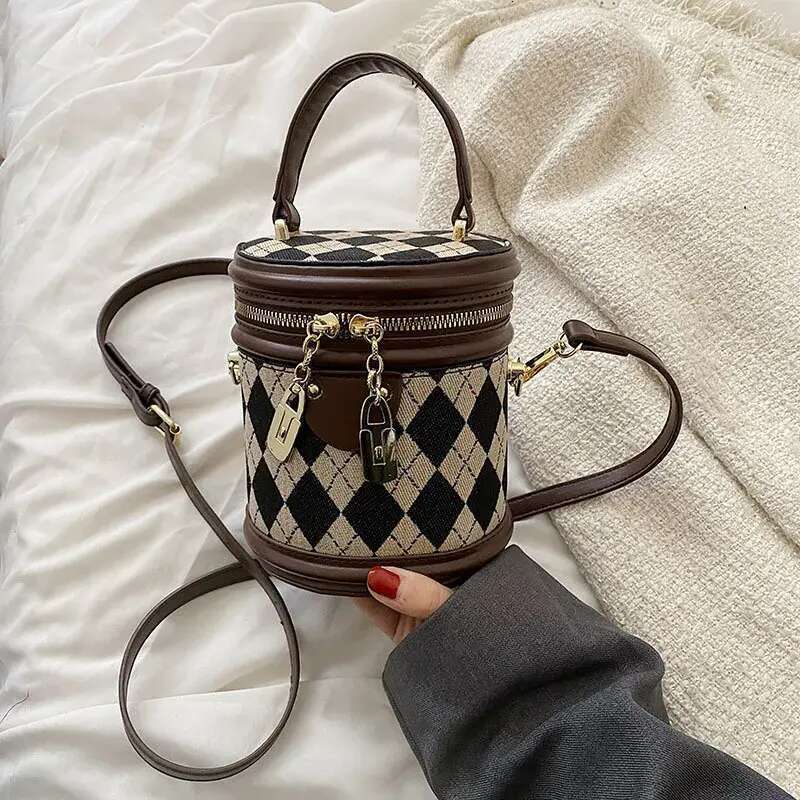 Designer Shoulder Free Bag Shipping New Fashionable Bucket Dia Grid Handbag Crossbody For Women Free shipping
