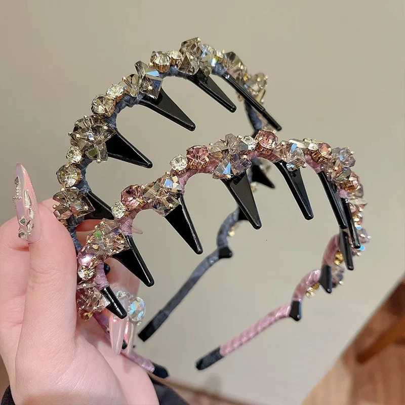 Rhinestone Shiny Head Hoops Hair Bands Women Korean Bezel Headbands Ladies Fashion Dating Party Hair Accessories Headwear 250610