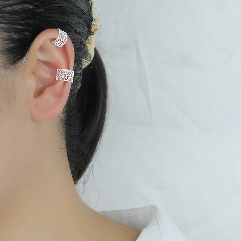 Trustdavis Genuine 925 Sterling Silver Sweet Hollow Out Ear Cuff Clip on Earring For Women Piercing Earing Jewelry Gift DA1034 250610
