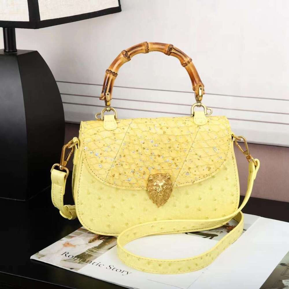 Genuine Bamboo High-end Leather Knot Handbag for Women 2025 New Niche Fashion Single Shoulder Crossbody Small Bag