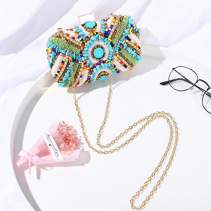 color beaded bag fashion evening dress party reception ladies one shoulder sling holiday gift bag 250614