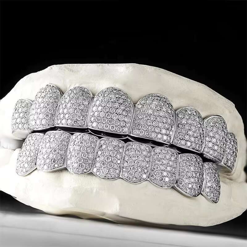 10k 14k 18k Yellow Gold Plated VVS Moissanite Grillz Daily Wearing Iced Out Grillz Hip Hop Gold Teeth Moissanite Grill
