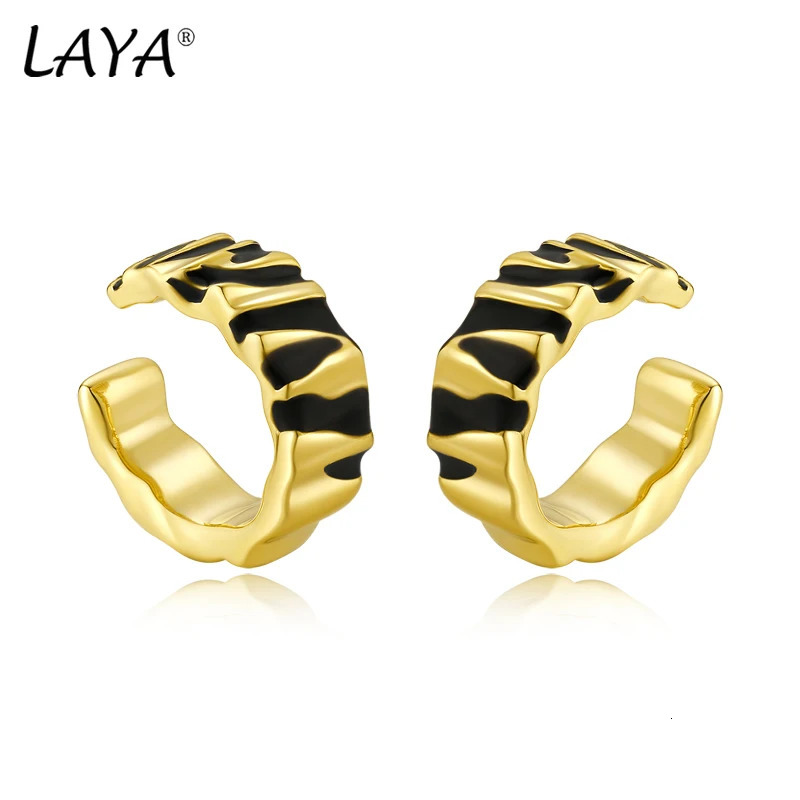 LAYA 100% 925 Sterling Silver Minimalist Original Handmade Enamel Clip-on Earrings For Women Fine Jewelry Trend 250610