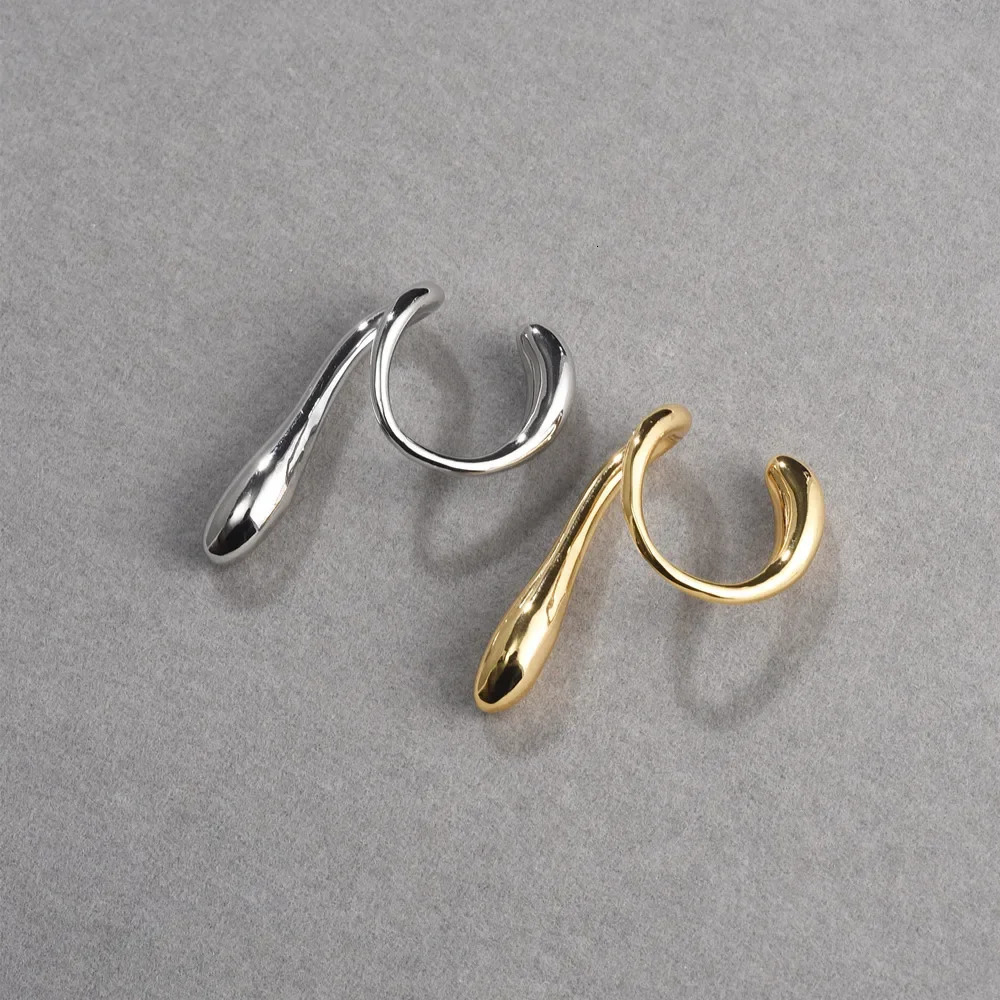 Fashion Geometric Water Droplet Gold Silver Ear Cuffs Earring Women Everyday Minimalist Jewelry 250610