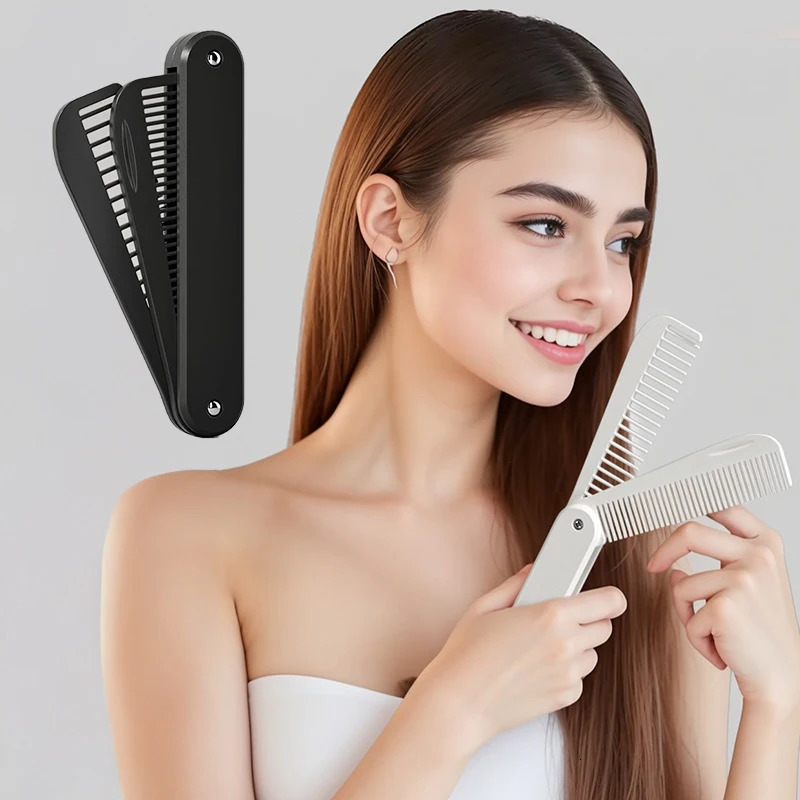 2 In Multifuncional Portable Plastic Folding Pocket Combs Barber Men Oil Head Beard Combs Hair Styling Wide Tooth Combs 250612