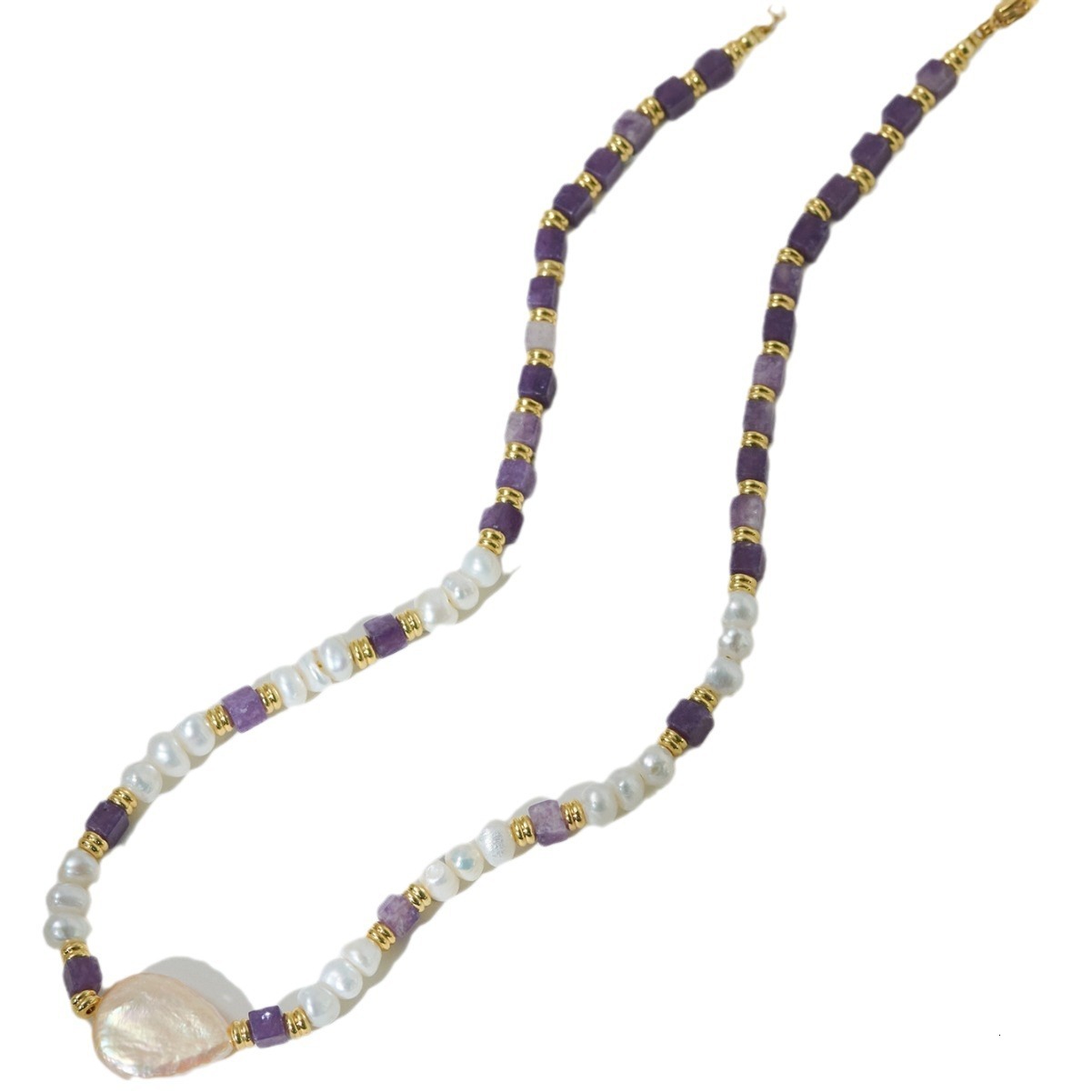 Freshwater Pearl High-End French Romantic Purple Natural Stone Necklace Elegant Versatile Exquisite Gift for Women