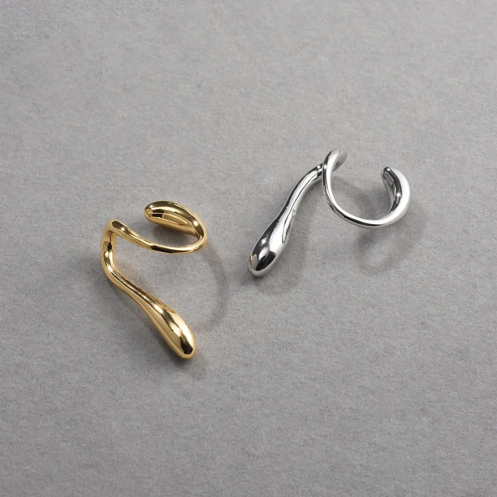 Fashion Geometric Water Droplet Gold Silver Ear Cuffs Earring Women Everyday Minimalist Jewelry 250610
