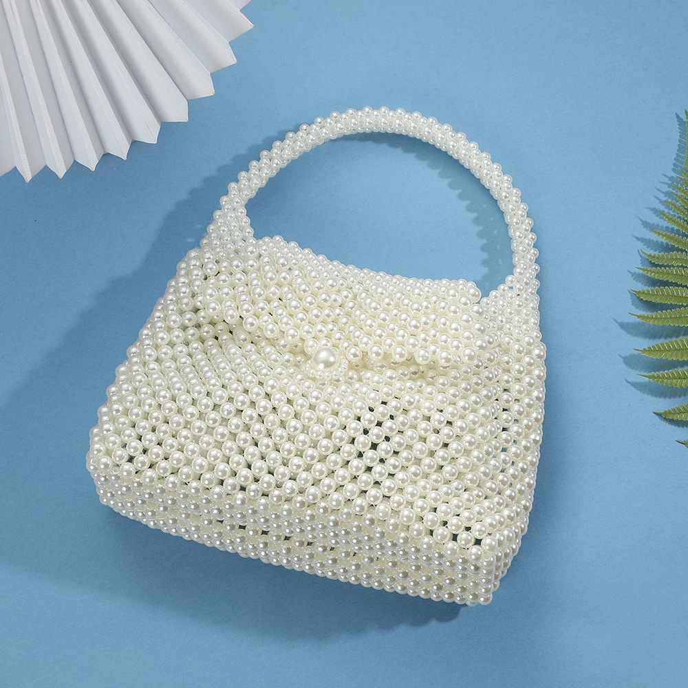 Fashion Handmade String Pearl Evening Bag AllInOne Dress Handbag and Wedding Gift Clutch for Party with nylon Lining 250614