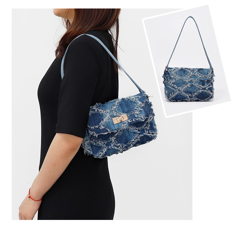 Free Shipping 2025 Summer New Designer Bag High-end Niche Fashion Denim Tie Dye Single Shoulder Handbag Casual Boutique Shopping Bag