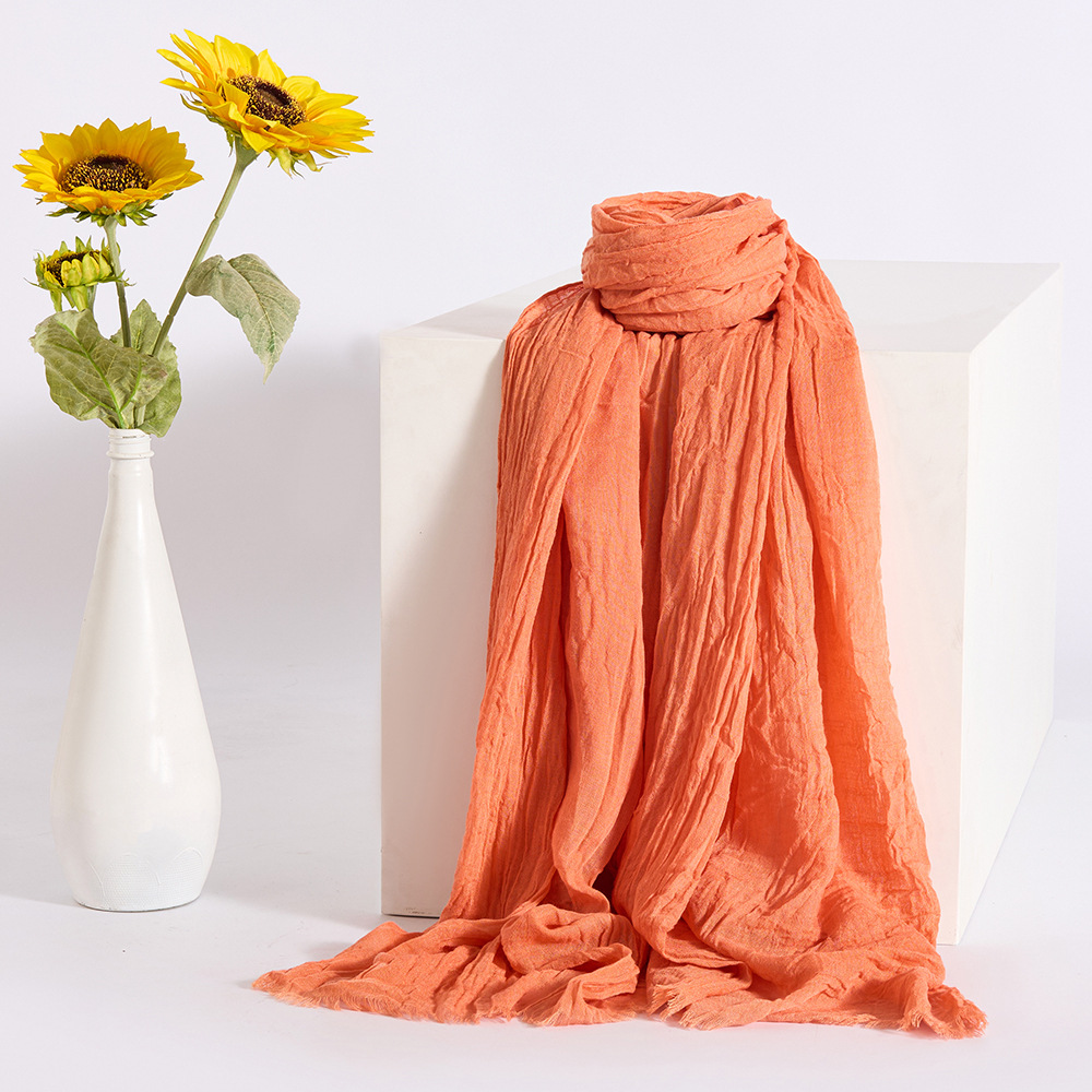 K1026 Spring and summer new European and American color thin scarf high-end women's versatile long air-conditioning shawl sunscreen gauze scarf