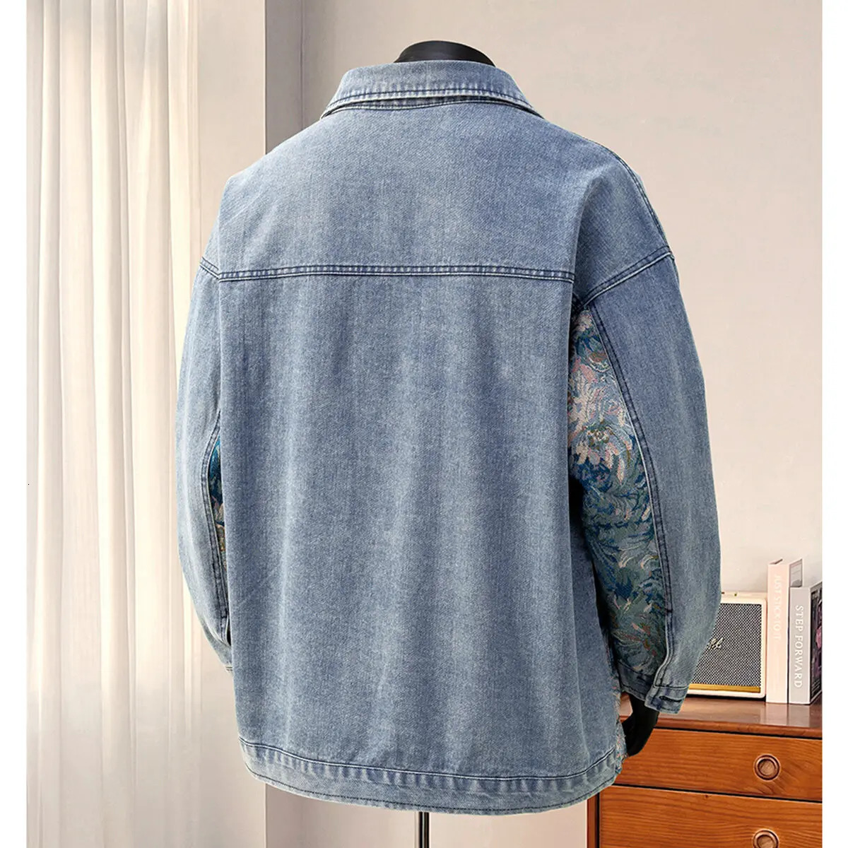 Autumn Men Vintage Denim Jackets Fashion Printed Jacket Square Collar Plaid Male Hip Hop Harajuku Outerwear 250614