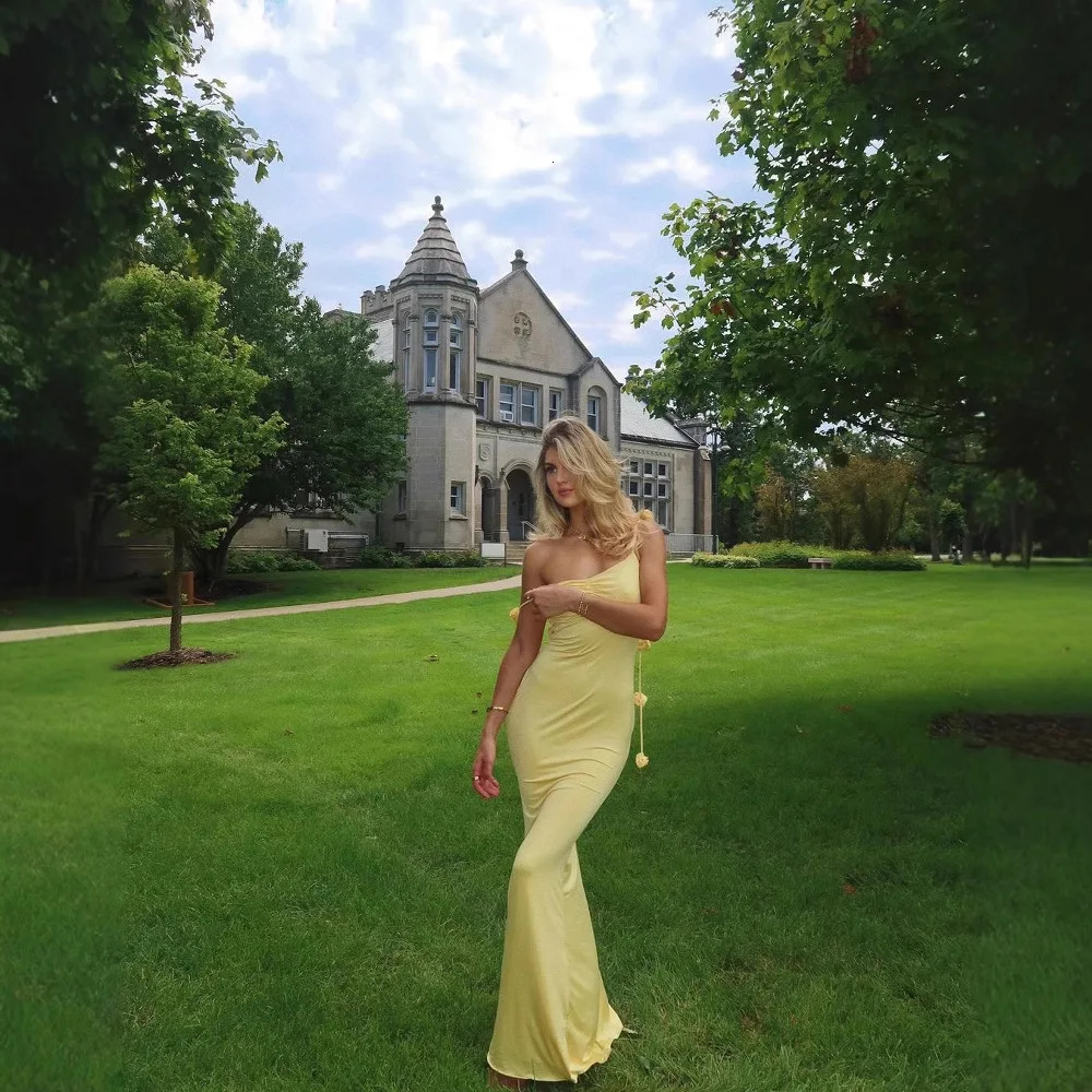 Women Dress Sexy Strap Dress Leakage Back Dresses Decorated with three-dimensional flowers Long Dress for Party Wedding 250612