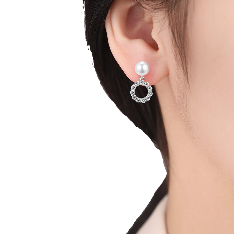 Personalized Exquisite Earrings - Long Dangling Pearl Ear Studs for Women Choker Style Pearl Drop Hoop Earring Set with 925 Silver needle pin