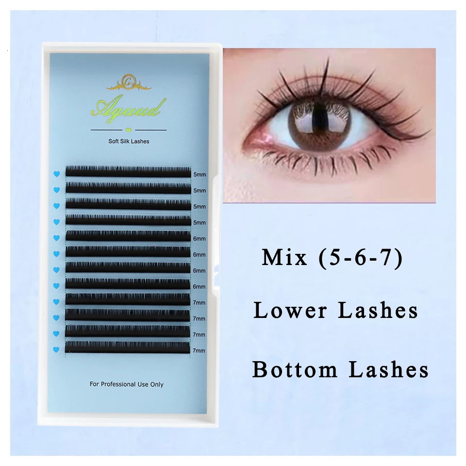 AGUUD Bottom Lashes 5 6 7 8mm BC Curl Short Natural Faux Mink Individual Eyelash Extension Lower Eyelash Under Lash Extension 250614