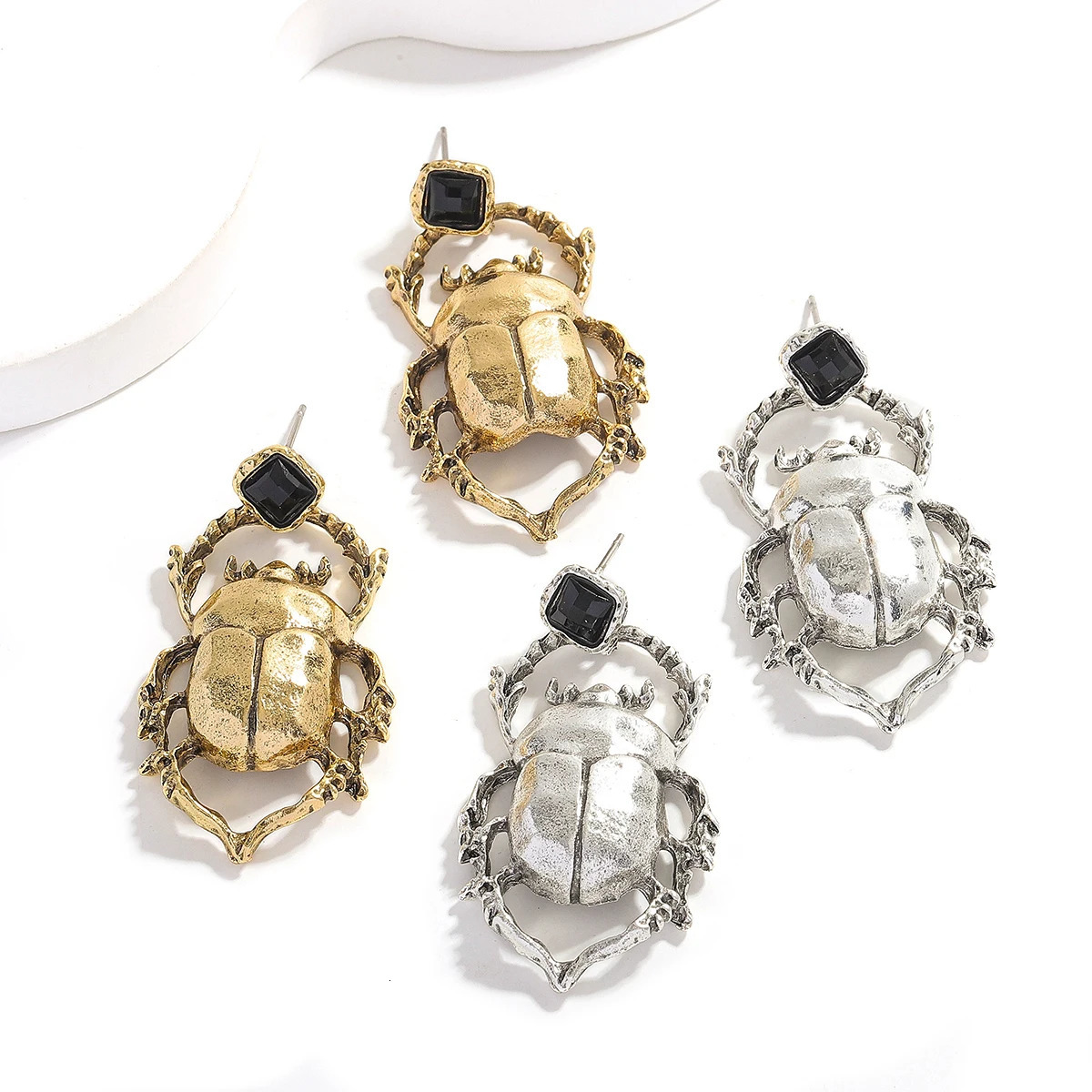 Trendy Maxi Beetle Earrings For Women Gold Silver Plated Alloy Exquisite Insect Jewelry Banquet Party Charm Accessories 250610