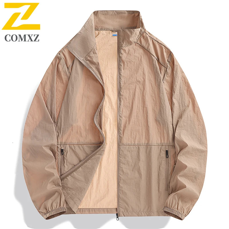 Summer Waterproof Casual Jacket Mens Fishing Bike Zipper Pocket Gym Running Windbreaker Outdoor Sunscreen Thin Clothing 250614