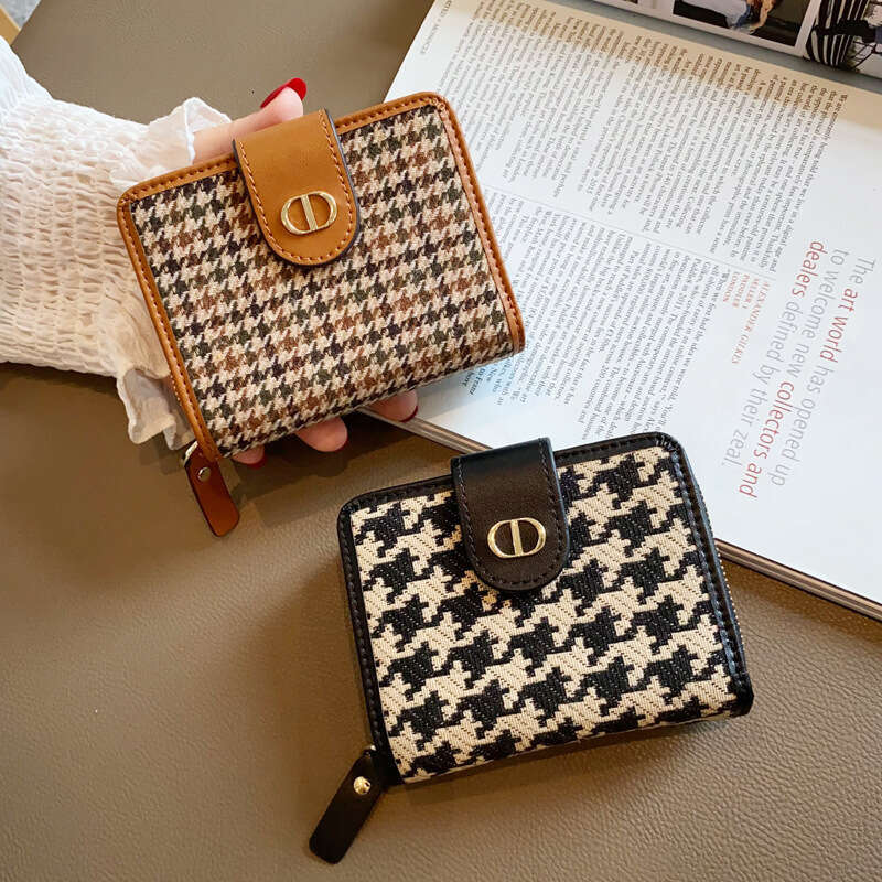 Canvas Small for Women, Short and Exquisite, High-end Card Holder, Integrated New Niche Design Sense Wallet