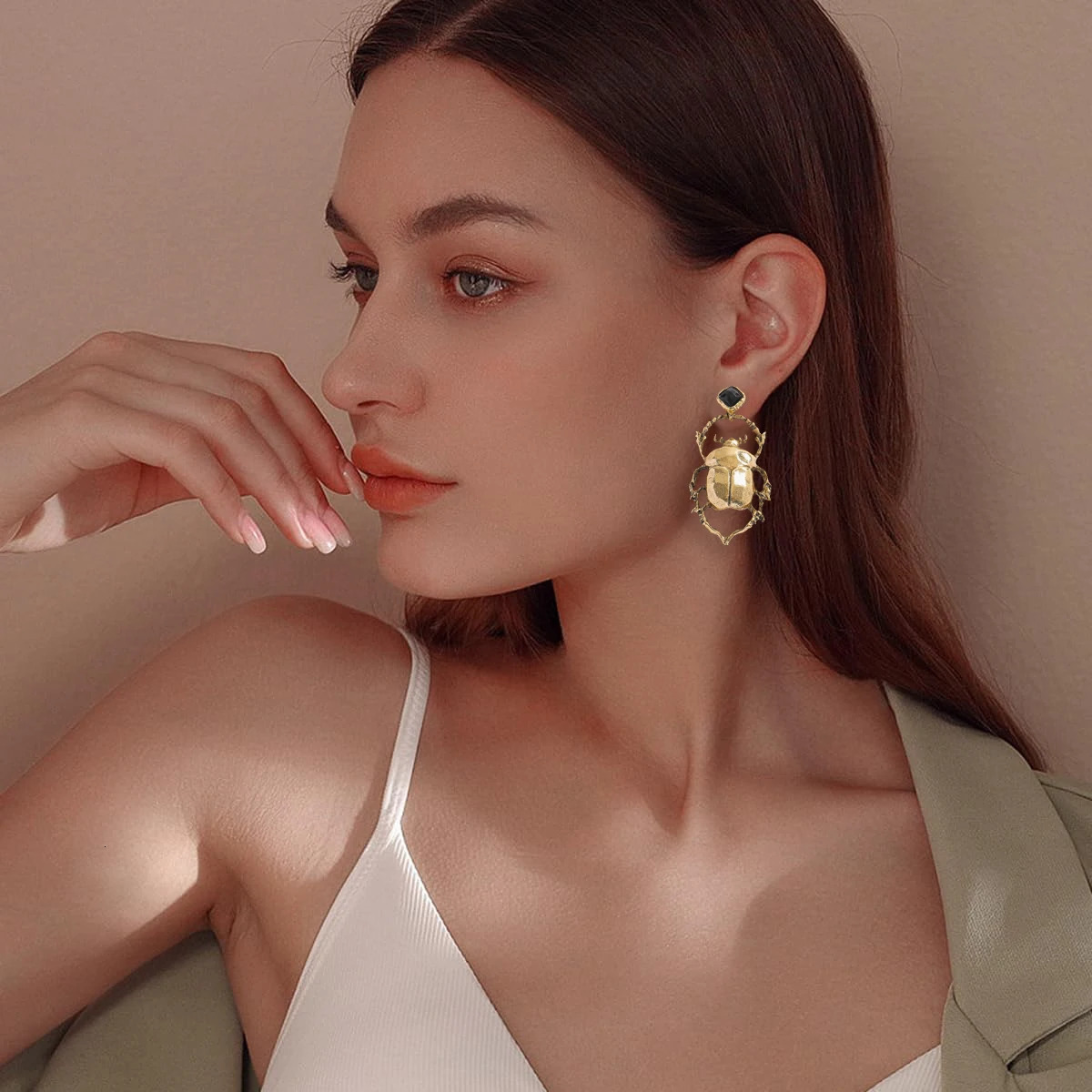 Trendy Maxi Beetle Earrings For Women Gold Silver Plated Alloy Exquisite Insect Jewelry Banquet Party Charm Accessories 250610