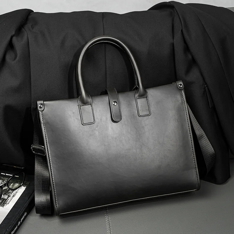 Retro Briefcase Men Handbags Shoulder Bags Business File Crossbody Bag Leather Mens Briefcase Large Capacity Laptop Bags 250614