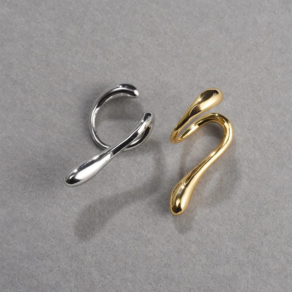 Fashion Geometric Water Droplet Gold Silver Ear Cuffs Earring Women Everyday Minimalist Jewelry 250610