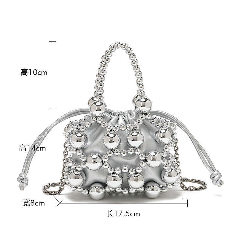 Style New Evening 2025 Elegant Pearl Inlaid Diamond Handbag Chain Simple Fashion Basket Bag for Women