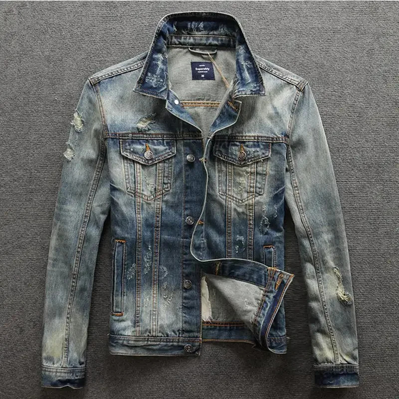 Autumn Trendy Denim Jackets for Men High Quality Vintage On Board Cowboy Coat Korea Washed ner ed Outerwear 250614