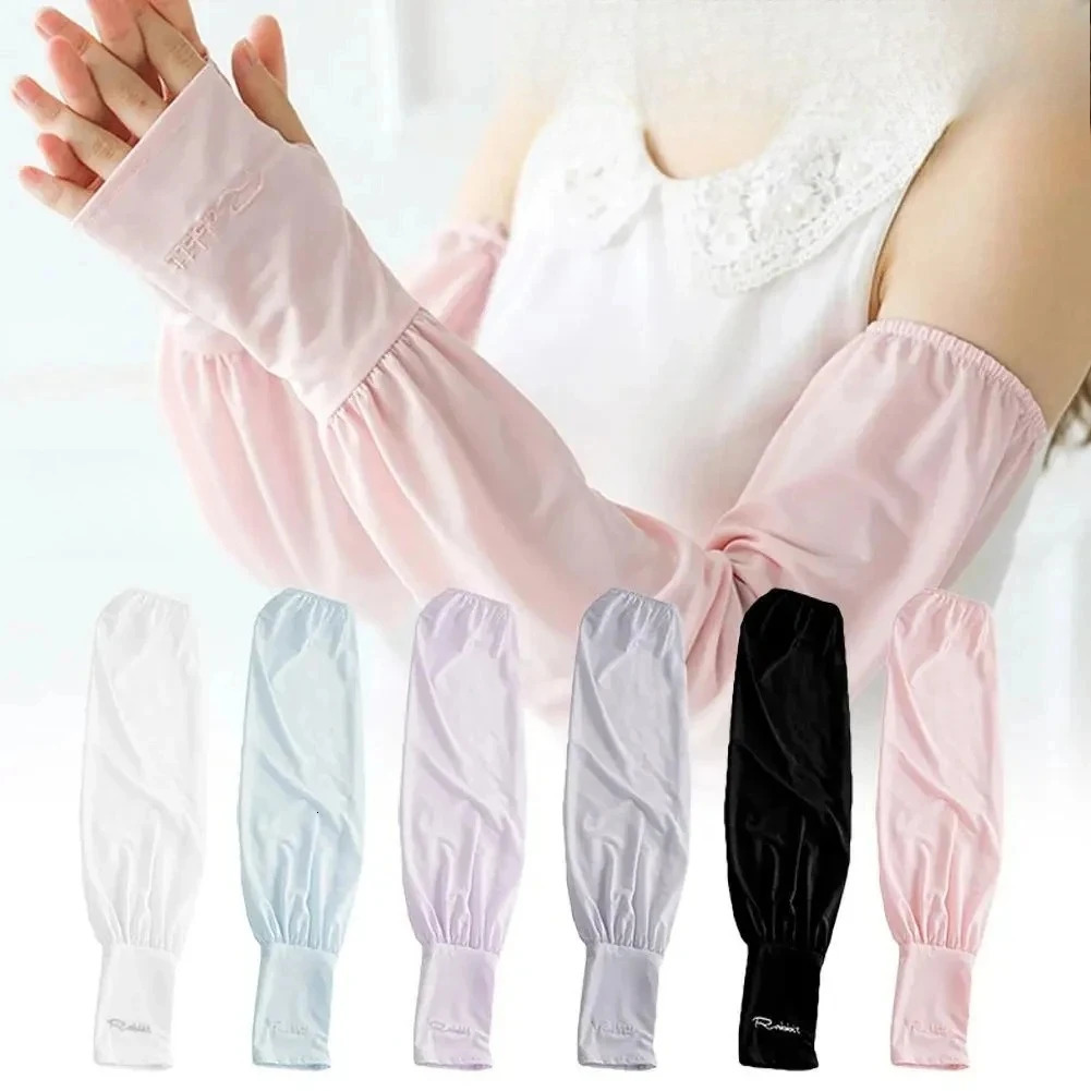 Summer Loose Sunscreen Ice Silk Sleeve Female Long UV Protection Arm Glove Super Soft Breathable Driving Sleeves 250610