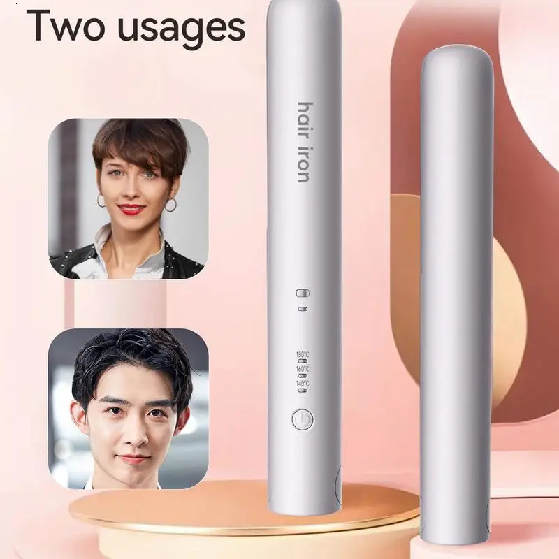 Cordless Curling Iron Mini Hair Straightener Iron Straightening Styling Tools Hair Curler Flat Iron Beard Straightener 250611