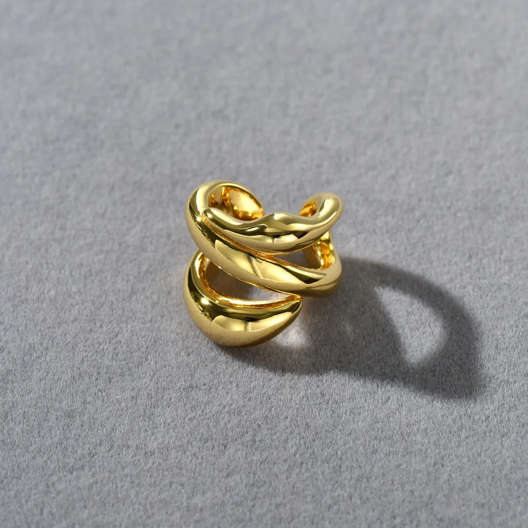 Fashion Minimalist Lines Multi Layered Gold Silver Ear Cuffs Earrings Women Everyday Jewelry 250610