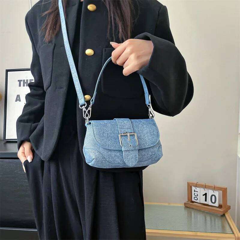 Designer Jean Women Denim Underarm Shopper Purse 2025 New Brand Women's Handbag Leather Shoulder Crossbody Bag