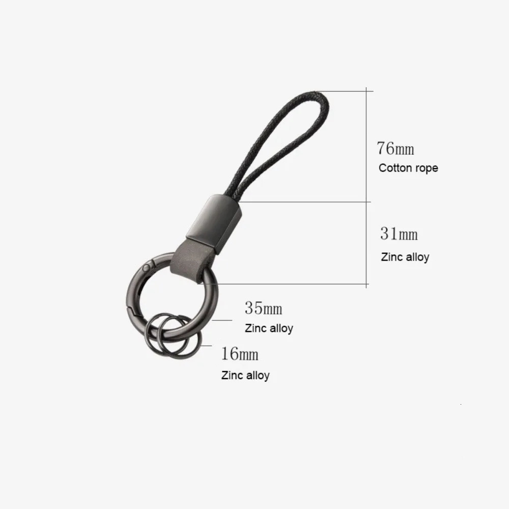 Genuine Leather Key Chains for Men Women Car Keychain Lanyard Cotton Rope Strap Metal Keyring Gift Trendy Holder 250606