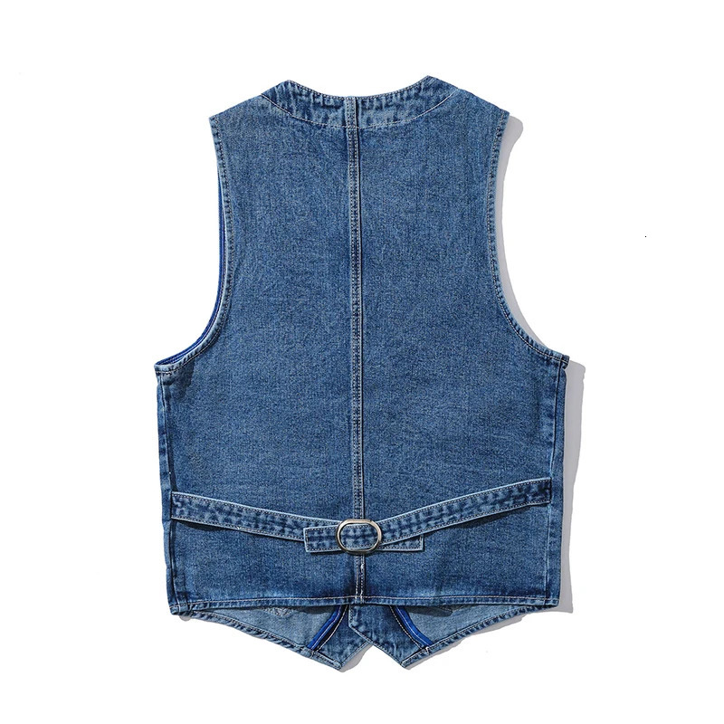 Denim Vest Mens Jacket Spring Summer Jeans Jacket V-neck Korean Vest Loose Casual Fashion All-match Style Male Clothing 250614