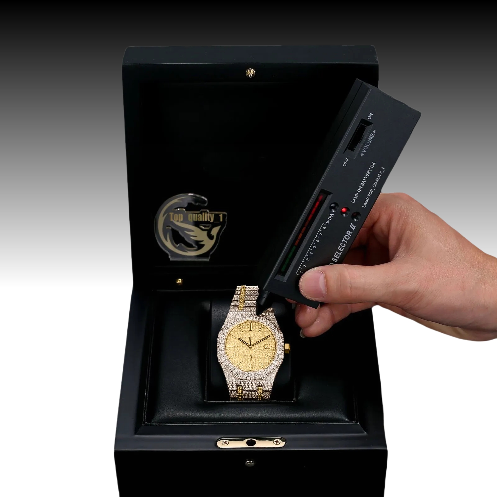 Fully Automatic VVV Moissanite Dia Studded Iced Out Hip Hop Buss Down Watch, Stylish wristwatch, Men's Women's Watches Fast delivery