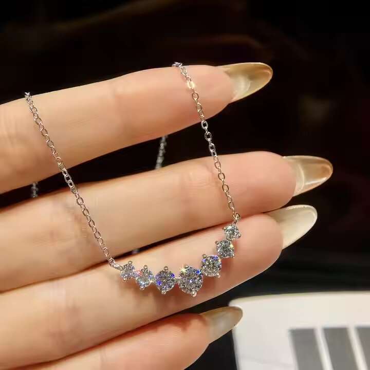 925 Silver 18k Gold Plated GRA Eternity 0.5ct Moissanite Necklace Chain Engagement Birthday Present Fine Jewelry for Women