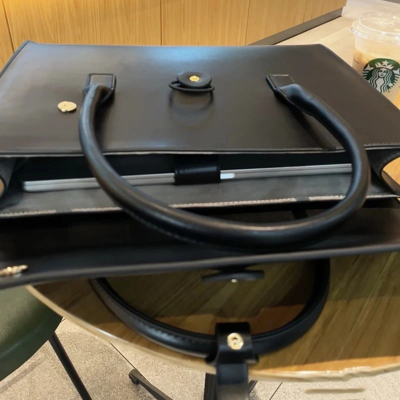 Fashion Leather Tote Bag Large Capacity Custom Letters Business Office 14 inch Laptop Bag For Woman OL Student Briefcase 250614