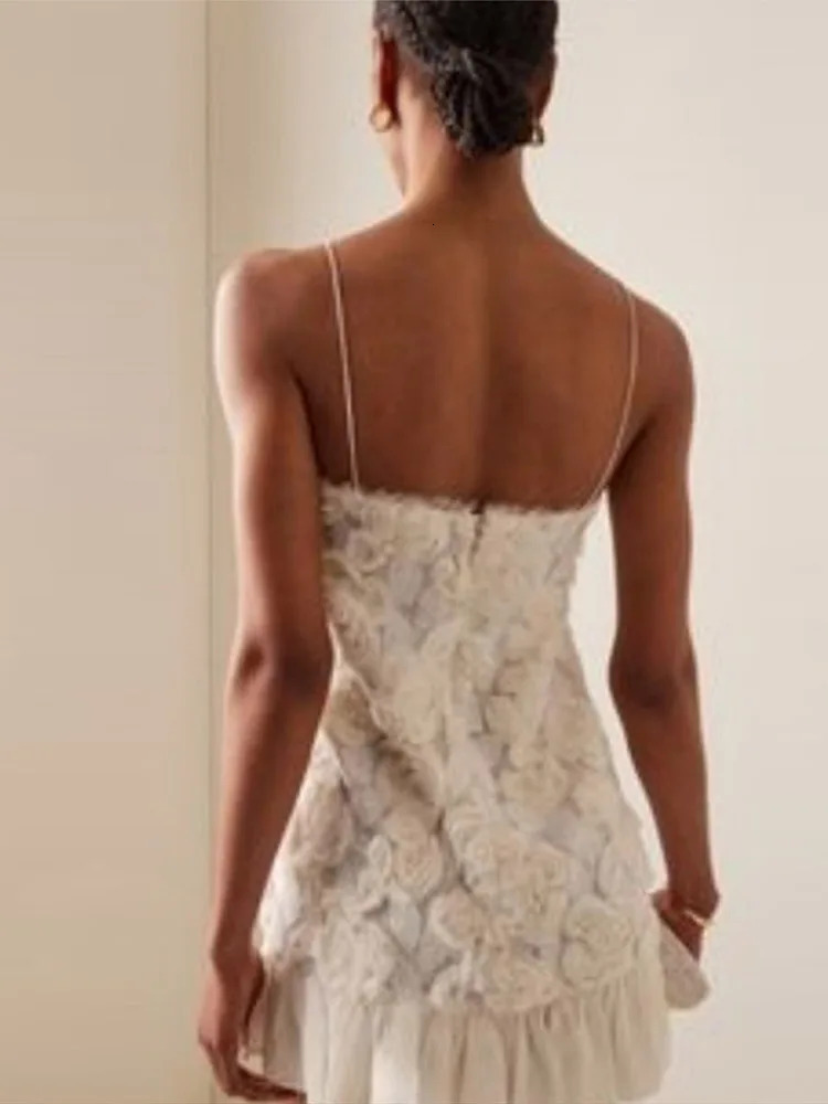 Elegant 3D Flower Party Dress Women Sling Backless Hip Package Patchwork Pleated Evening Dresses Female Spring Lady Robe 250612