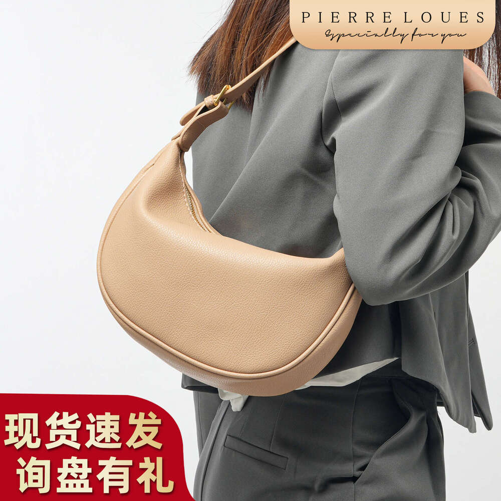 New Dumpling Large Capacity Shoulder Crossbody Ins Korean Style Casual Soft Leather Bag Women's High-end Feel