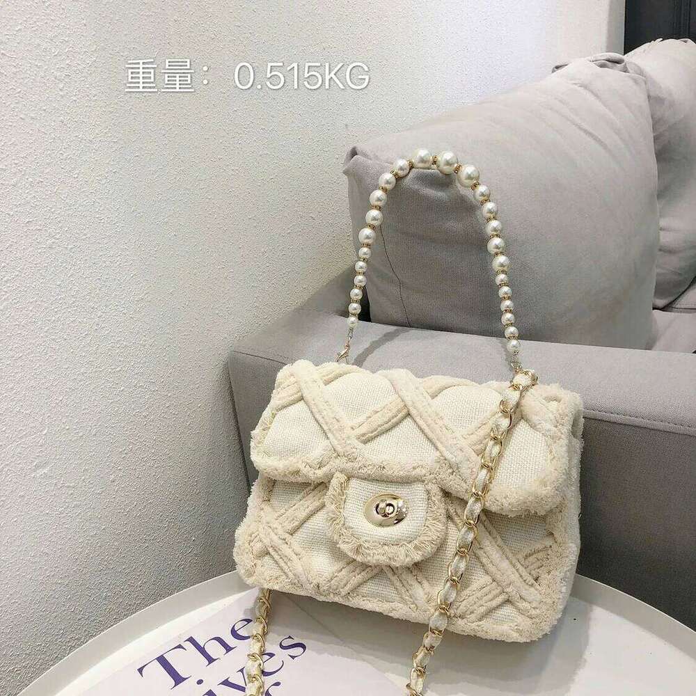 Designer Bag Women Canvas Shoulder Messenger Crossbody Bag Ladies Vintage Handbag Totes Female Cotton Wool Cloth Shopping Bags Pearl