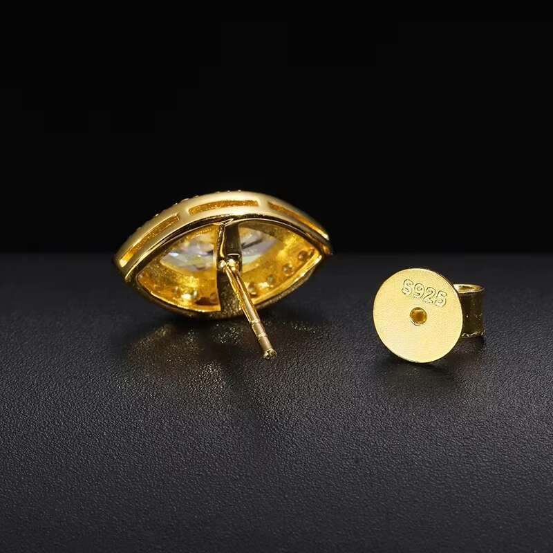 New Design Moissanite Evil Eye Stud Earrings for Women Men Iced Out 925 Sterling Silver Eye Ear Stud Party Hip Hop Jewelry