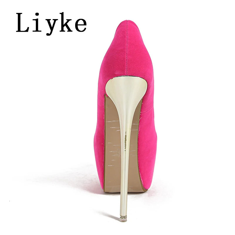 Liyke 2025 Spring Autumn Fashion Platform Pumps Sexy Round Toe Thin High Heels Womens Wedding Party Nightclub Dress Shoes 250613