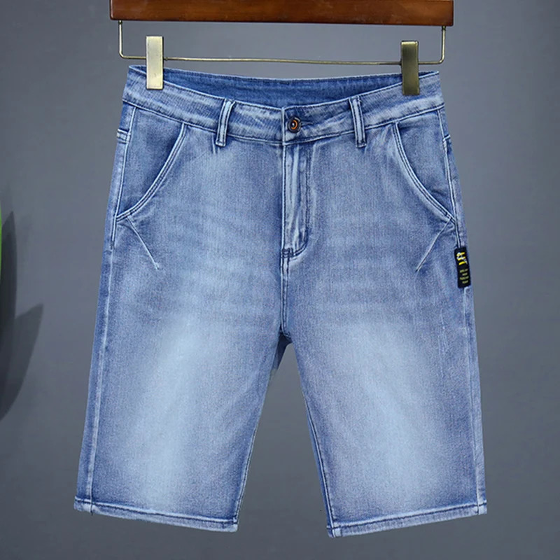 Mens Straight Casual Denim Shorts Simple Solid Color Slim Jeans Comfortable Breathable Bermuda Summer 250614