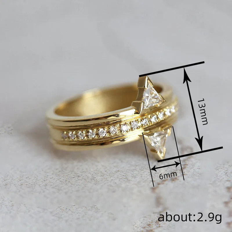 925 Sterling Silver Wedding Rings for Women Trendy Triangular Cubic Zirconia Rings Engagement Party Lady Jewelry 250610