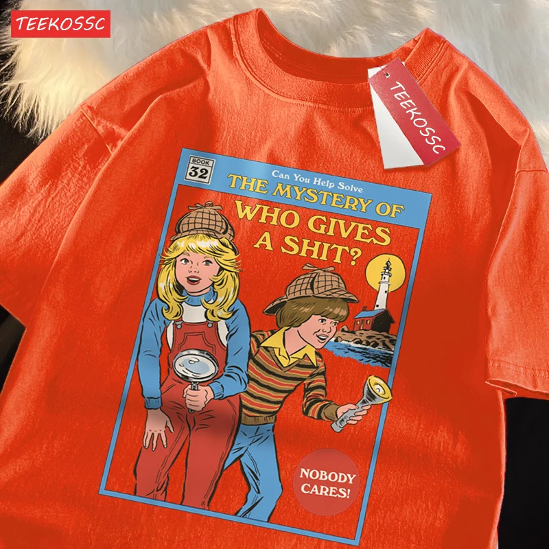 Can You Help Solve The Mystery Of Who Gives A Shit T Shirts Male Cotton Tee Clothes Hip Hop Oversized T Shirts Casual Loose Tops 250614