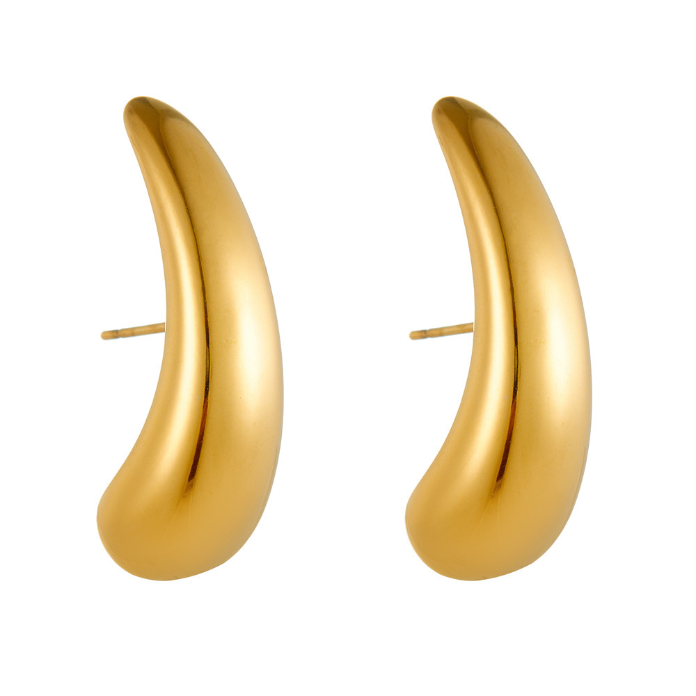 Trendy Fashion Simple Personality Water Drop Shaped for Women Titanium Steel Design High-end Earrings