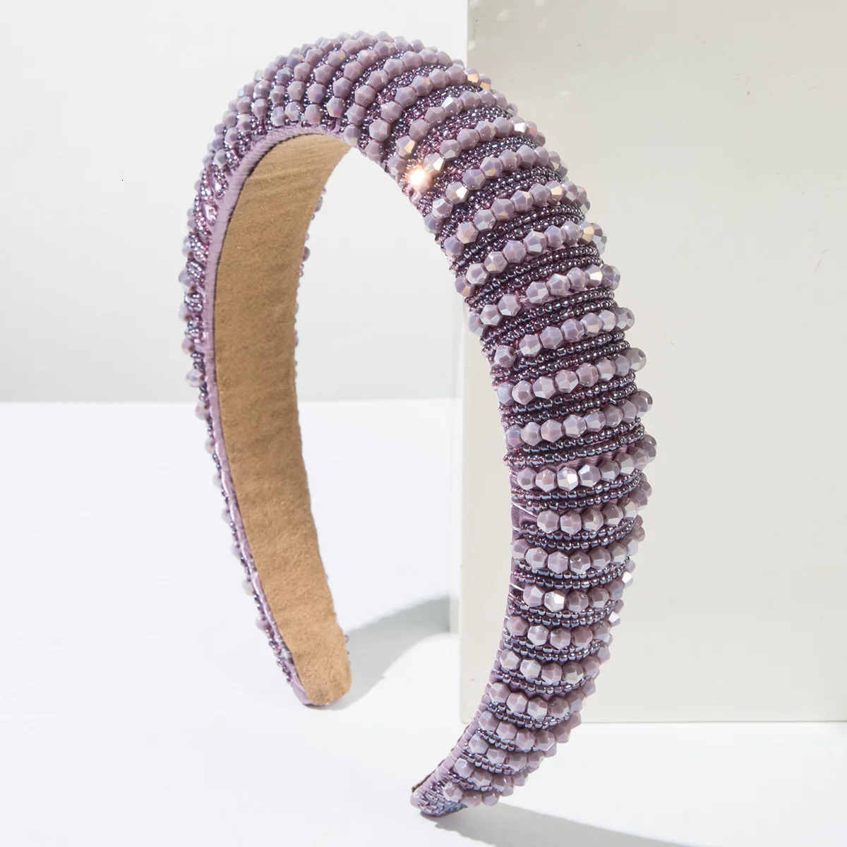 Rhinestone Padded Headband Crystal Diamond Beaded Glitter Headband Wide Edge Headwear Headpiece Gift Wedding Hair Accessory 250610