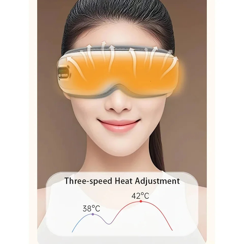 Eye Massager Heated with Music 5 Modes Wireless Portable Massaging Eye Mask Reduces Eye Fatigue Reduce Stress Eyes Mask 250612