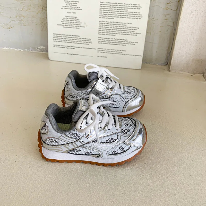 2025 Summer Toddler Kid Running Orbit Metallic Rubber Mesh Sneaker Children Casual Fashion Shoe Boy Girl Sports Walking Shoes 250614