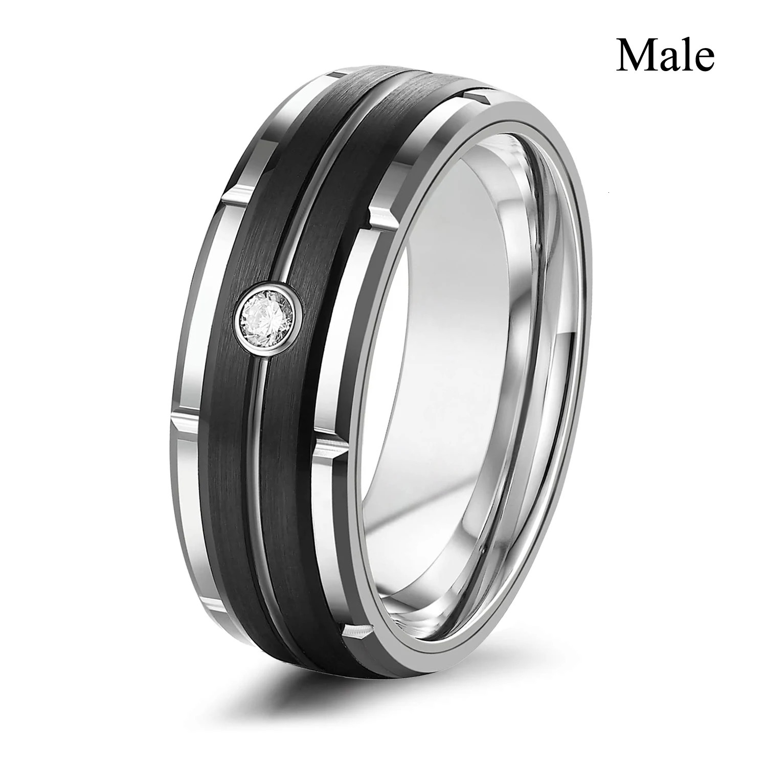 Fashion Couple Rings White Rhinestones Zircon Ring Sets Mens Stainless Steel Zircon Stones Rings Wedding Band Jewelry 250610