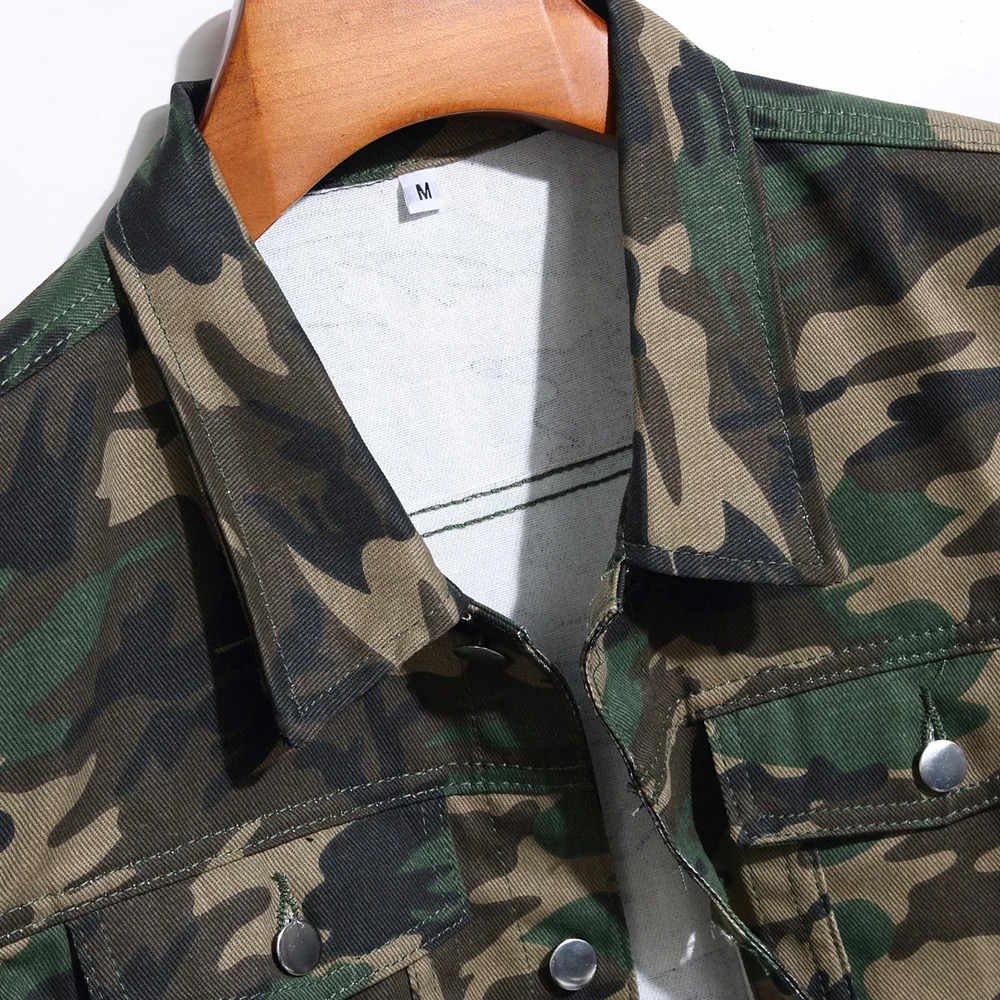 Men Camouflage Vest Sleeveless Cotton Denim Waistcoat Tank Top 250614